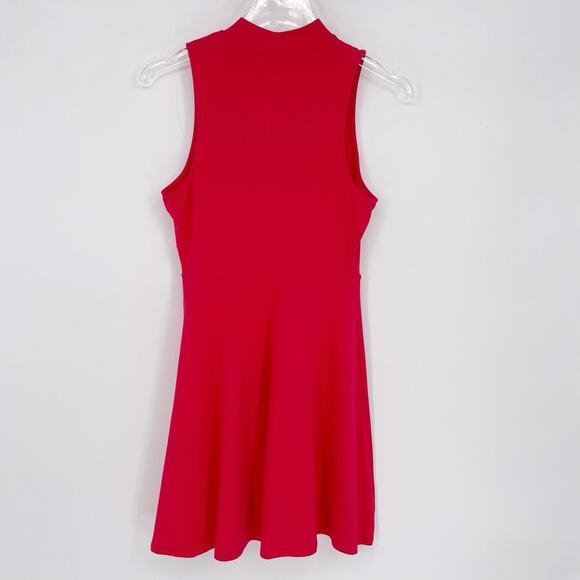 Express Dress Womens Small Red Keyhole Cutout Stretch Sleeveless Fit & Flare - Picture 5 of 7